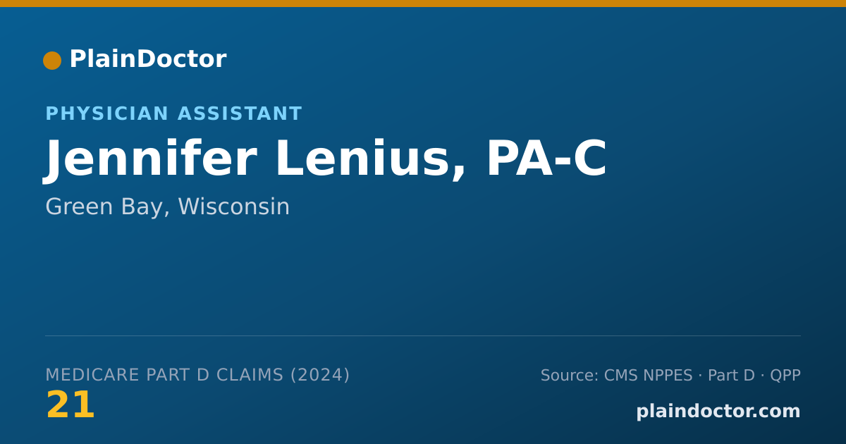 Shareable card for Jennifer Lenius, PA-C - Surgical Physician Assistant, Green Bay, WI