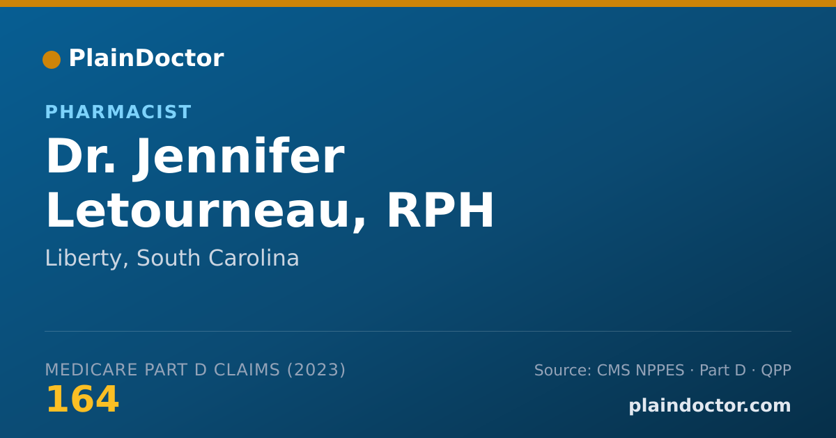 Shareable card for Jennifer Letourneau, RPH - Pharmacist, Liberty, SC