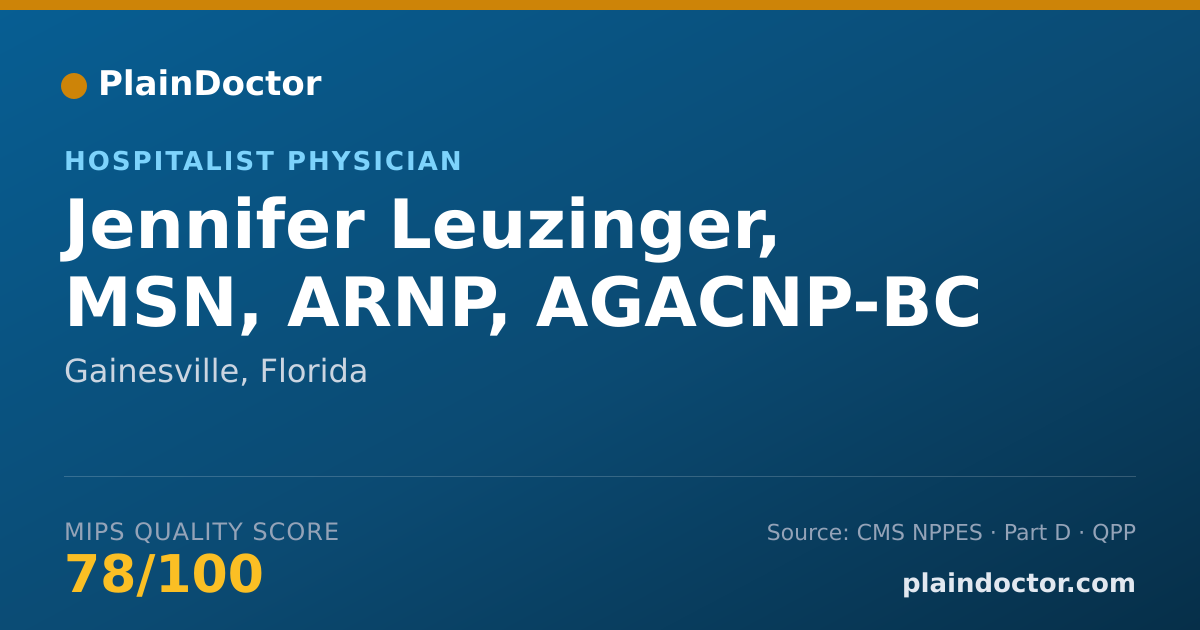 Shareable card for Jennifer Leuzinger, MSN, ARNP, AGACNP-BC - Hospitalist Physician, Gainesville, FL