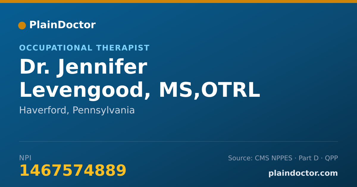 Shareable card for Jennifer Levengood, MS,OTRL - Occupational Therapist, Haverford, PA