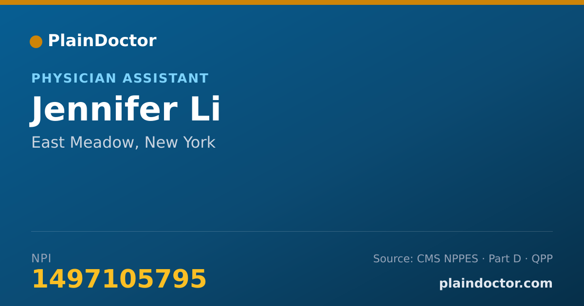 Shareable card for Jennifer Li - Physician Assistant, East Meadow, NY
