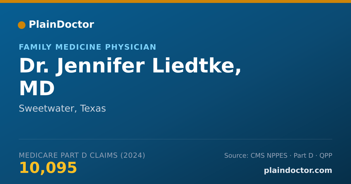 Shareable card for Jennifer Liedtke, MD - Family Medicine Physician, Sweetwater, TX