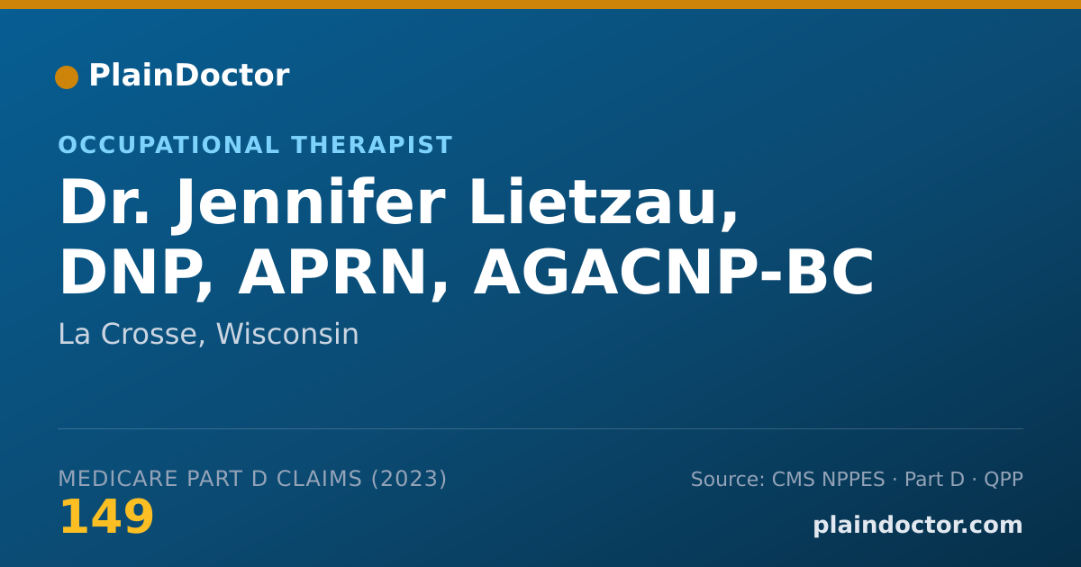 Shareable card for Jennifer Lietzau, DNP, APRN, AGACNP-BC - Occupational Therapist, La Crosse, WI