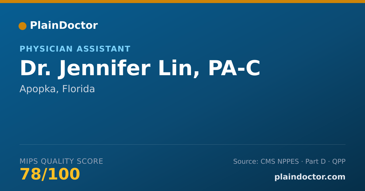 Shareable card for Jennifer Lin, PA-C - Physician Assistant, Apopka, FL