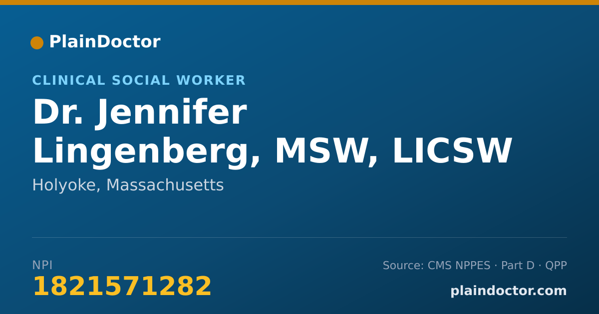 Shareable card for Jennifer Lingenberg, MSW, LICSW - Clinical Social Worker, Holyoke, MA