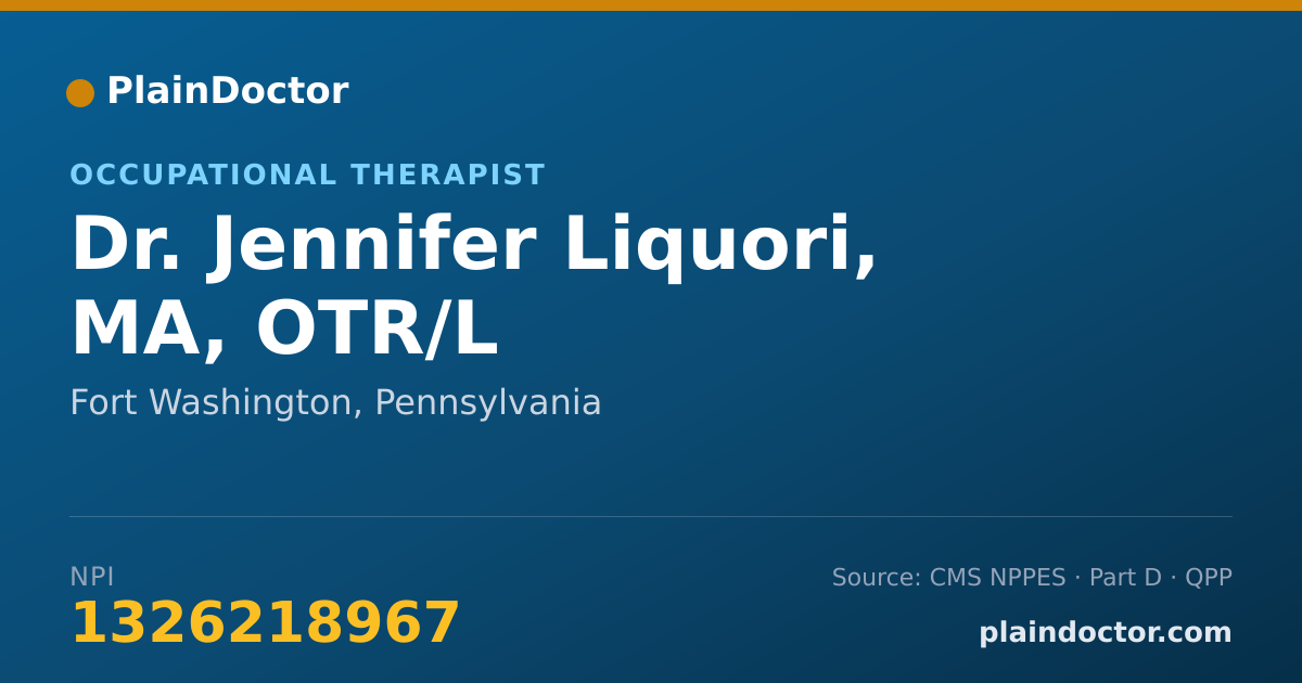 Shareable card for Jennifer Liquori, MA, OTR/L - Occupational Therapist, Fort Washington, PA