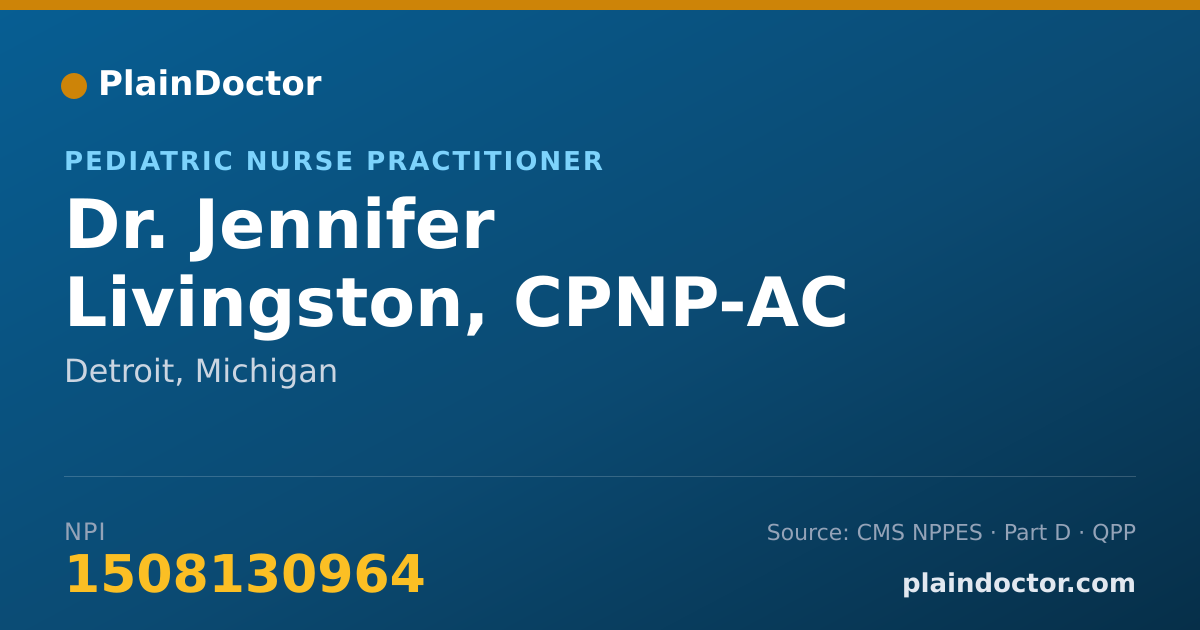Shareable card for Jennifer Livingston, CPNP-AC - Pediatric Nurse Practitioner, Detroit, MI