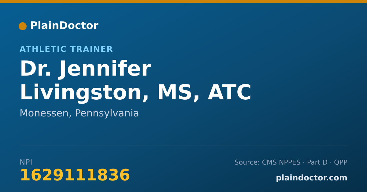 Shareable card for Jennifer Livingston, MS, ATC - Athletic Trainer, Monessen, PA