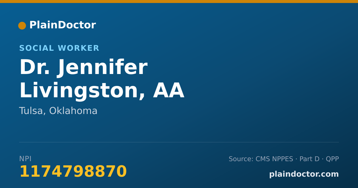 Shareable card for Jennifer Livingston, AA - Social Worker, Tulsa, OK