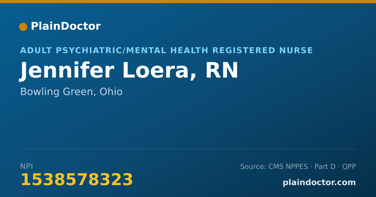 Shareable card for Jennifer Loera, RN - Adult Psychiatric/Mental Health Registered Nurse, Bowling Green, OH