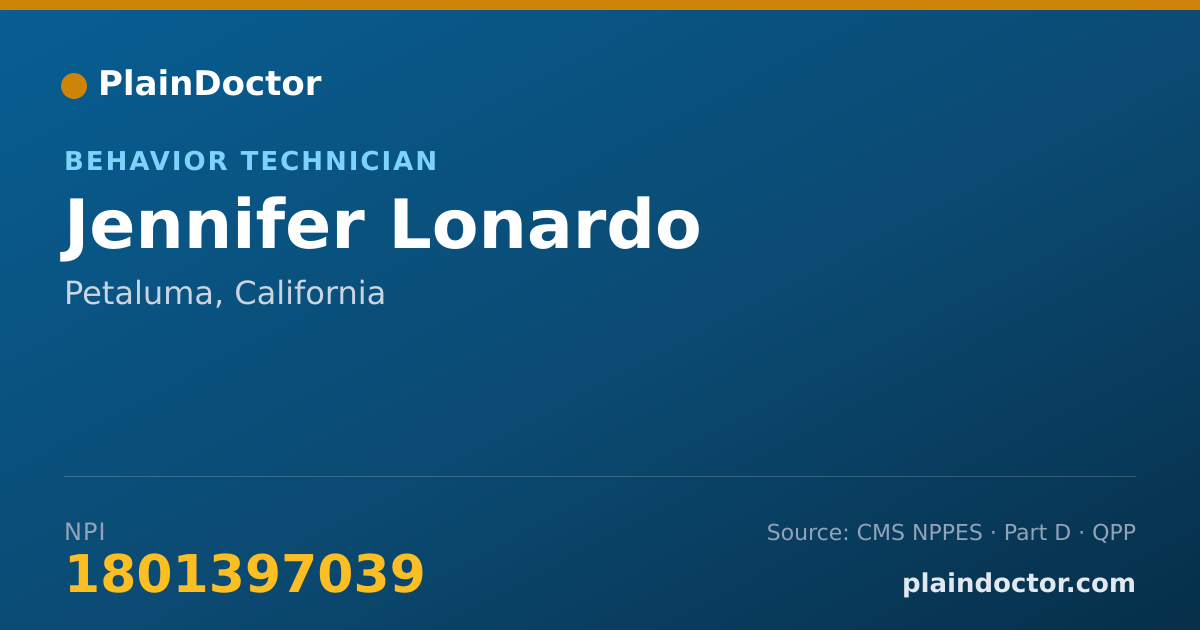 Shareable card for Jennifer Lonardo - Behavior Technician, Petaluma, CA