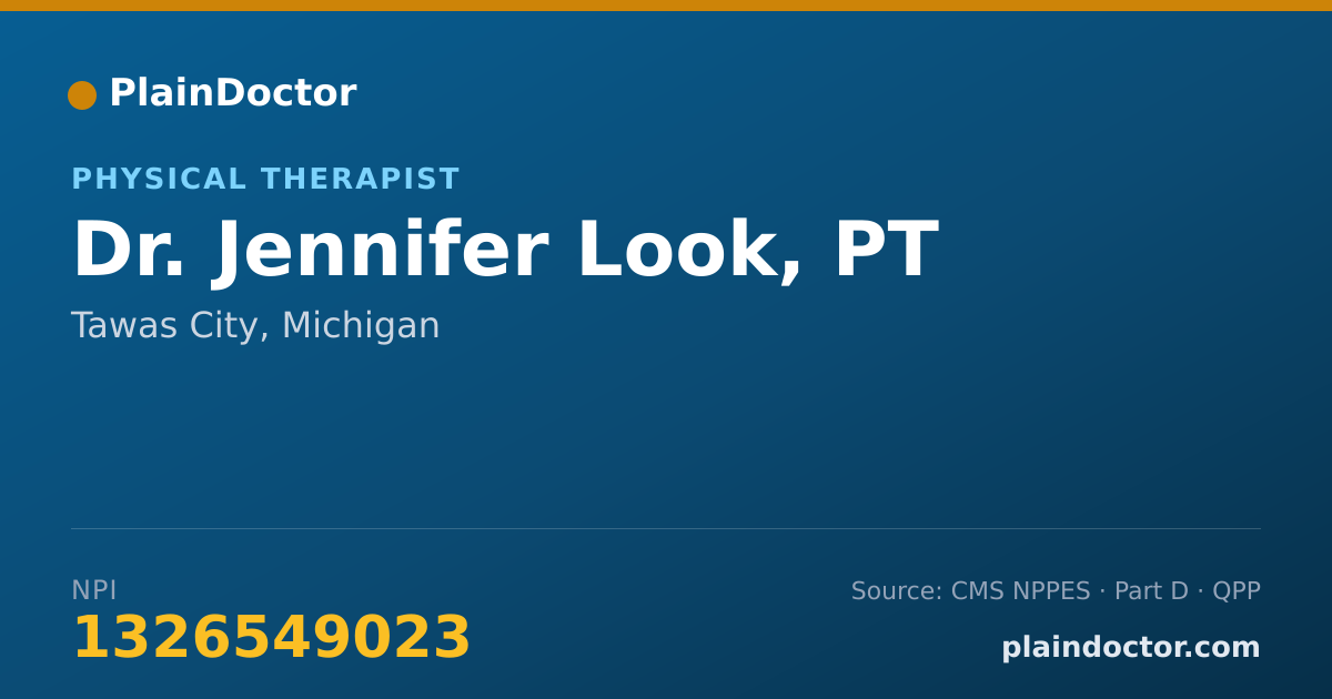 Shareable card for Jennifer Look, PT - Physical Therapist, Tawas City, MI