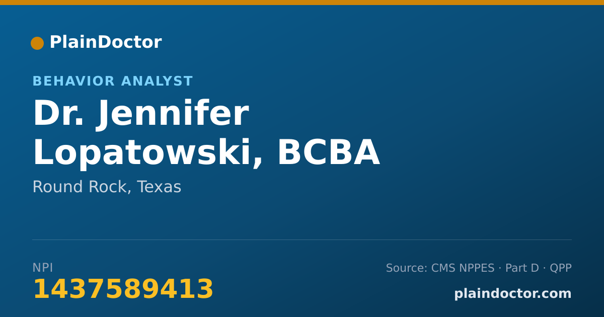 Shareable card for Jennifer Lopatowski, BCBA - Behavior Analyst, Round Rock, TX