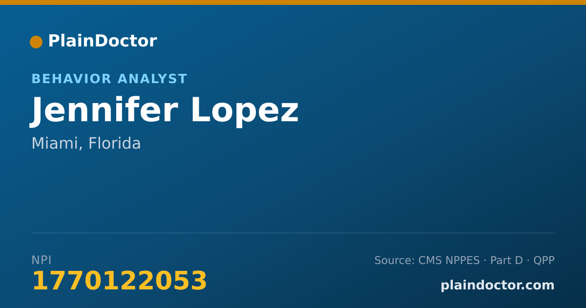 Shareable card for Jennifer Lopez - Behavior Analyst, Miami, FL