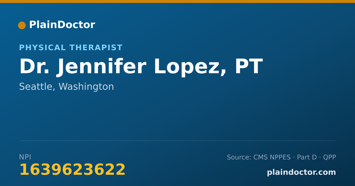 Shareable card for Jennifer Lopez, PT - Physical Therapist, Seattle, WA