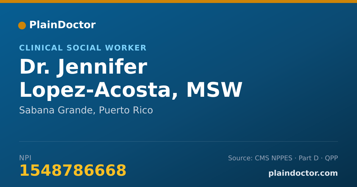 Shareable card for Jennifer Lopez-Acosta, MSW - Clinical Social Worker, Sabana Grande, PR