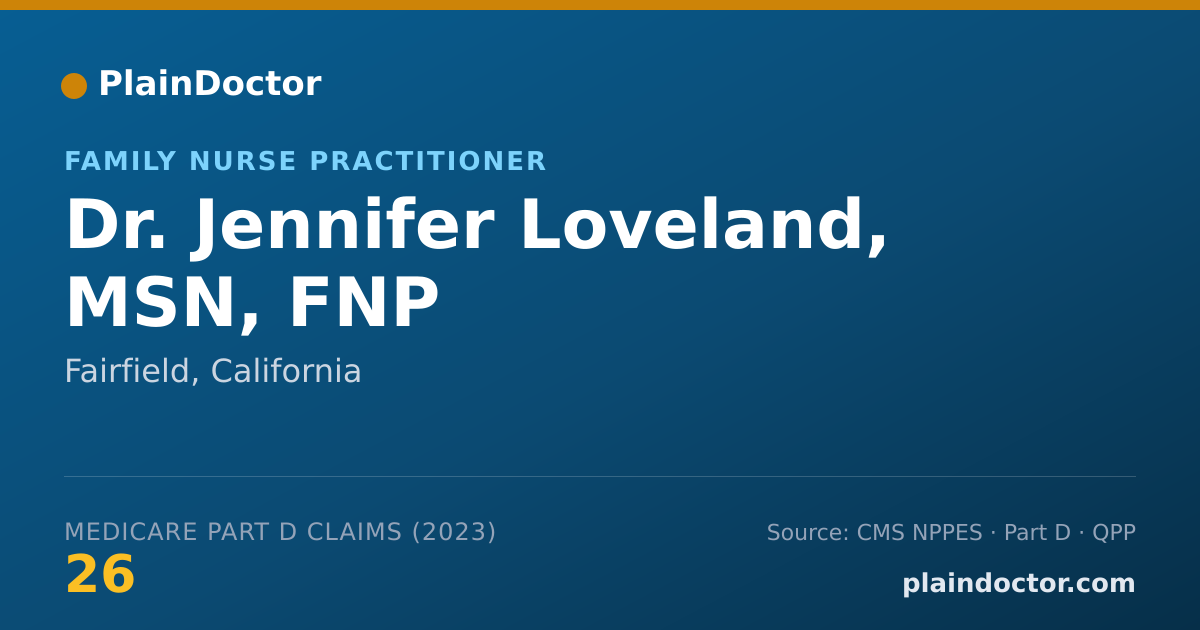 Shareable card for Jennifer Loveland, MSN, FNP - Family Nurse Practitioner, Fairfield, CA