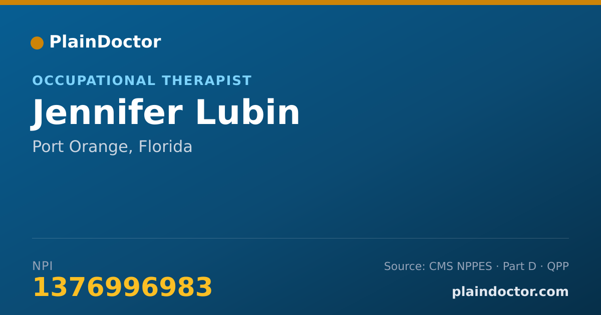 Shareable card for Jennifer Lubin - Occupational Therapist, Port Orange, FL