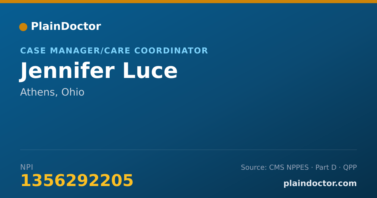 Shareable card for Jennifer Luce - Case Manager/Care Coordinator, Athens, OH