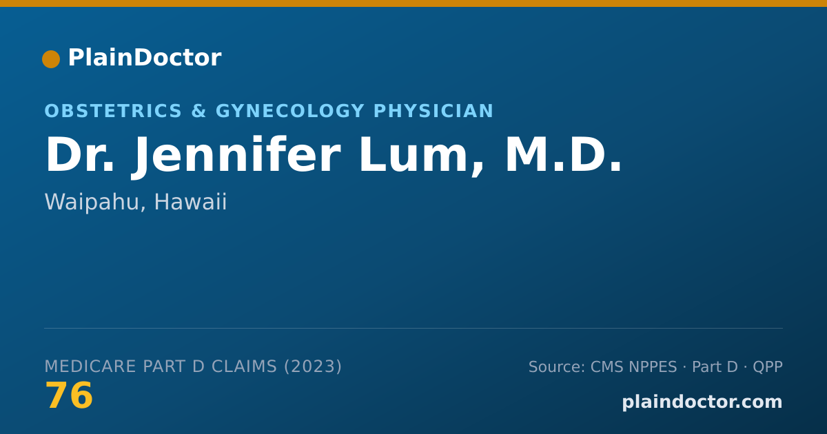 Shareable card for Jennifer Lum, M.D. - Obstetrics & Gynecology Physician, Waipahu, HI