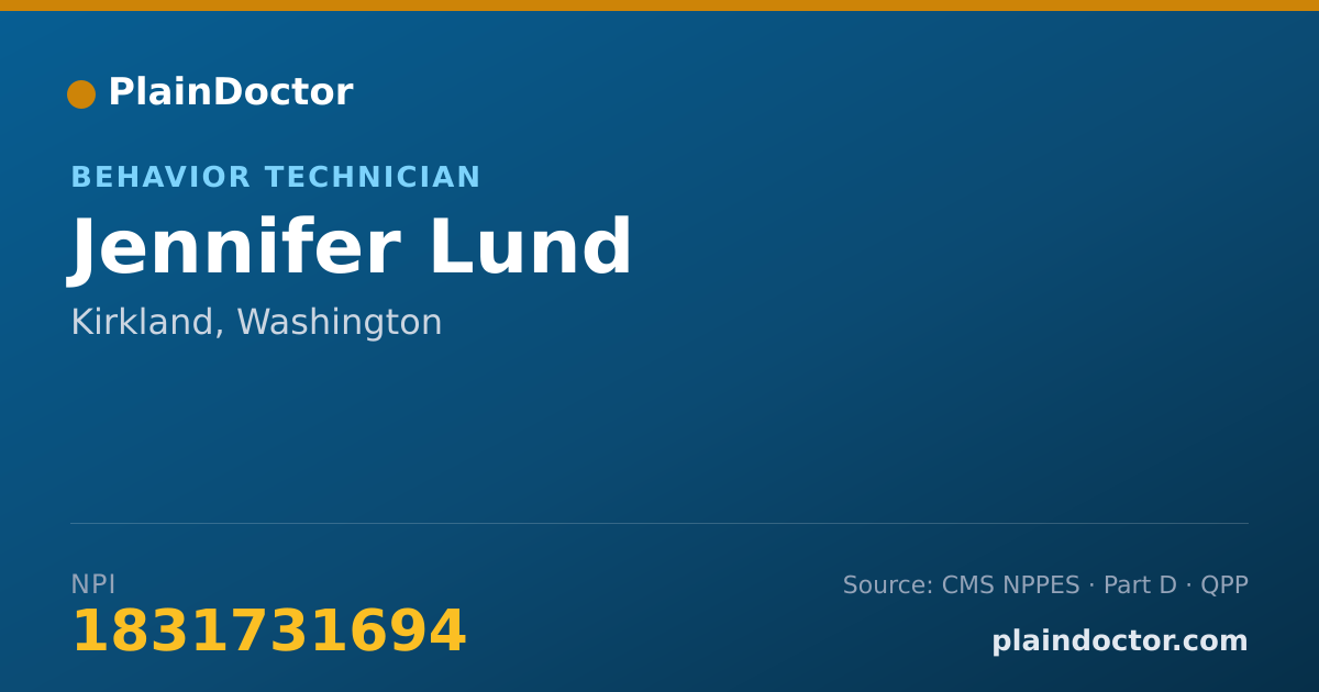 Shareable card for Jennifer Lund - Behavior Technician, Kirkland, WA