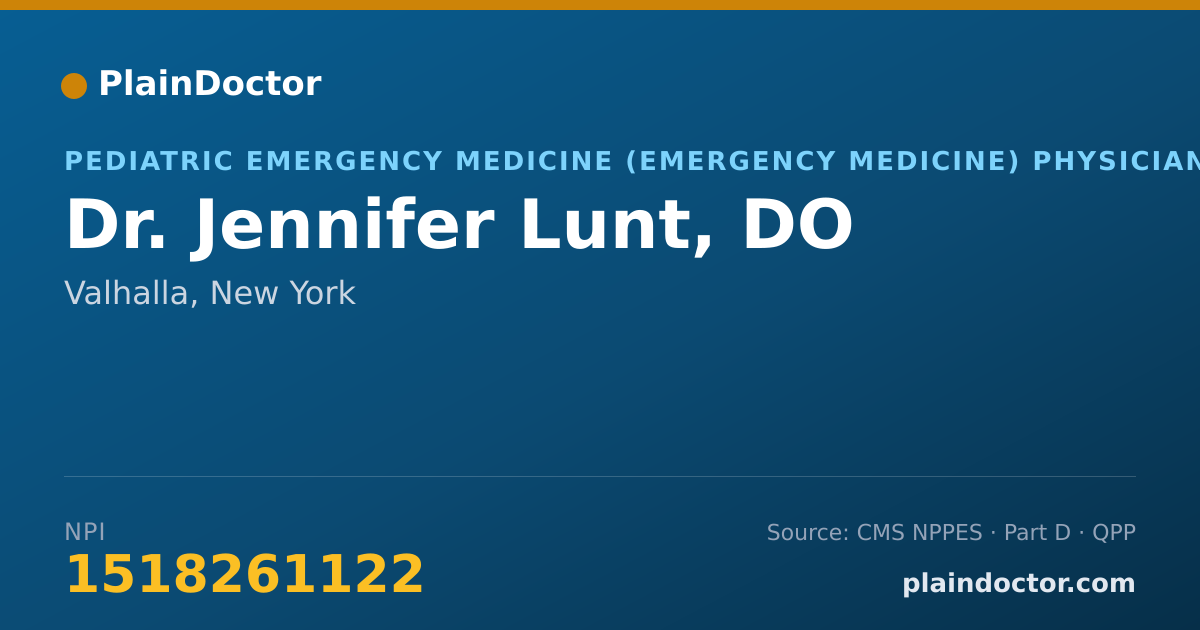 Shareable card for Jennifer Lunt, DO - Pediatric Emergency Medicine (Emergency Medicine) Physician, Valhalla, NY