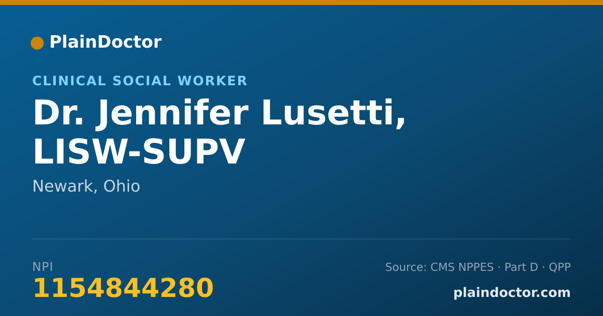 Shareable card for Jennifer Lusetti, LISW-SUPV - Clinical Social Worker, Newark, OH