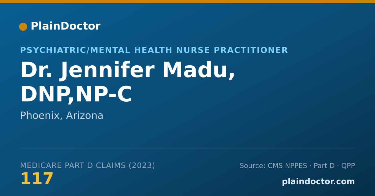 Shareable card for Jennifer Madu, DNP,NP-C - Psychiatric/Mental Health Nurse Practitioner, Phoenix, AZ