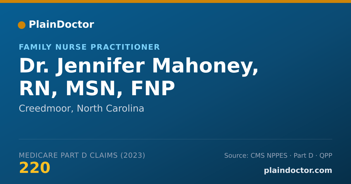 Shareable card for Jennifer Mahoney, RN, MSN, FNP - Family Nurse Practitioner, Creedmoor, NC