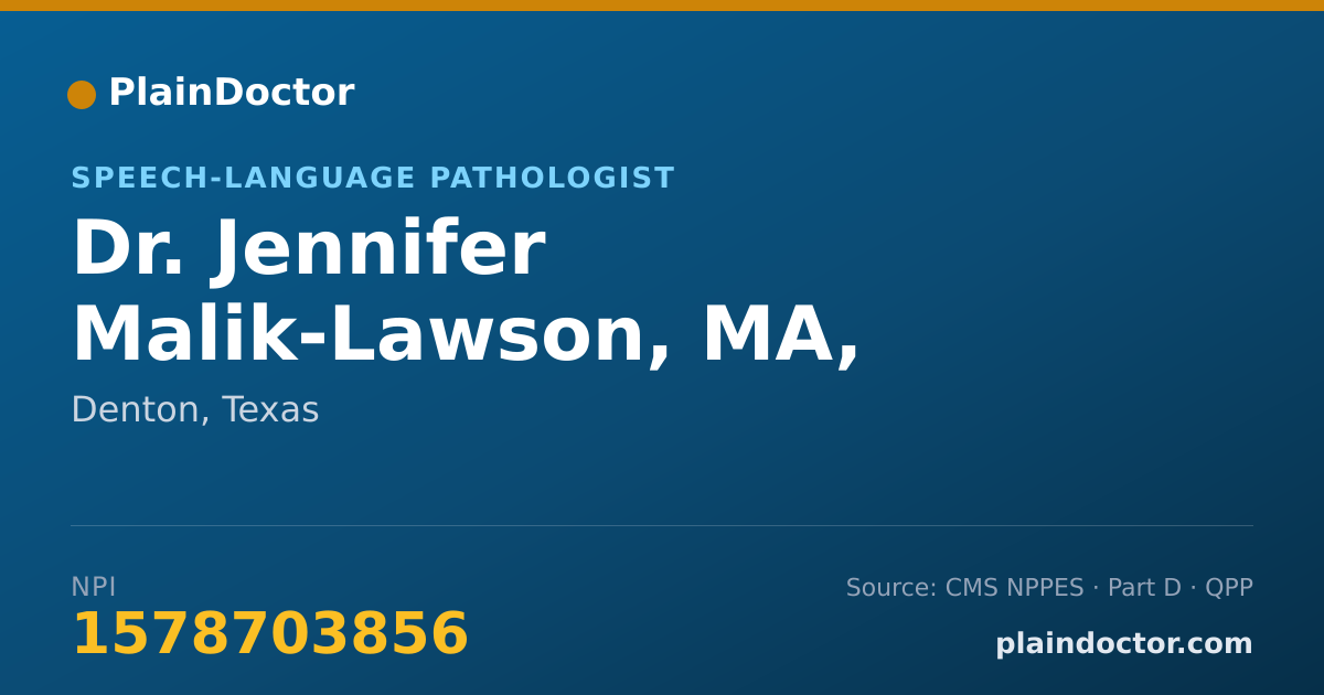 Shareable card for Jennifer Malik-Lawson, MA, CCC-SLP - Speech-Language Pathologist, Denton, TX