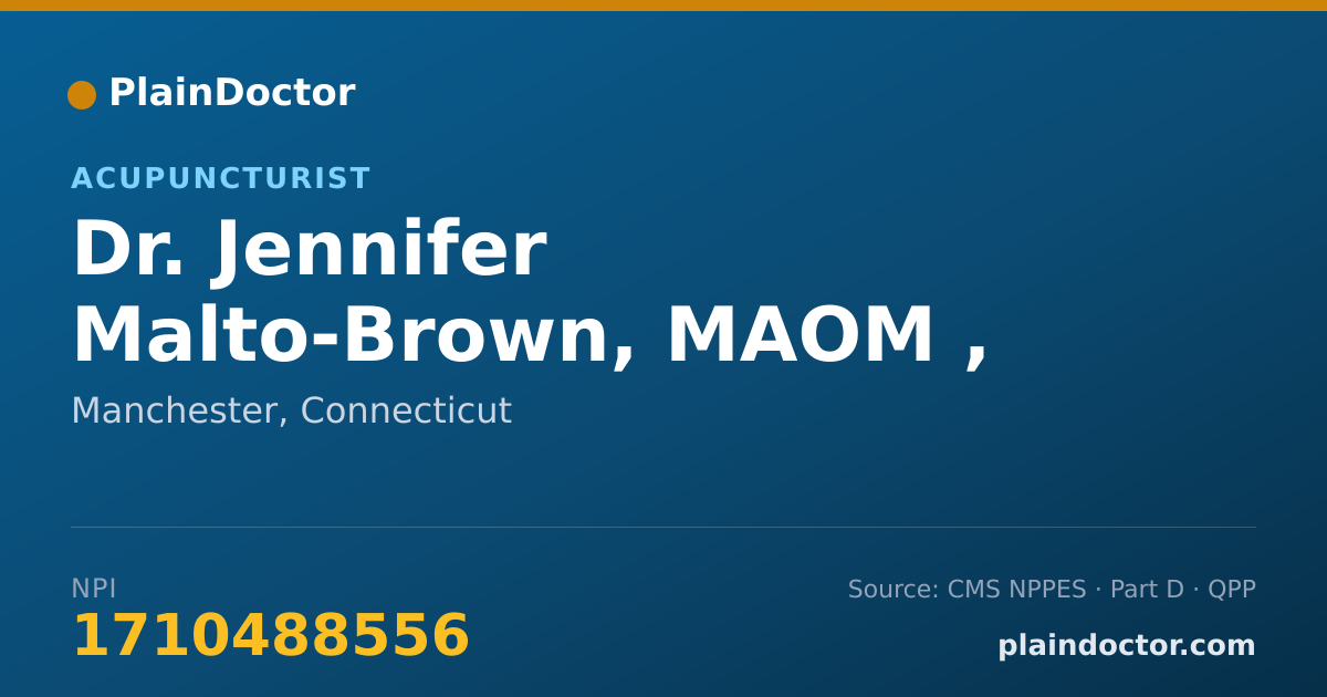 Shareable card for Jennifer Malto-Brown, MAOM , LICAC - Acupuncturist, Manchester, CT