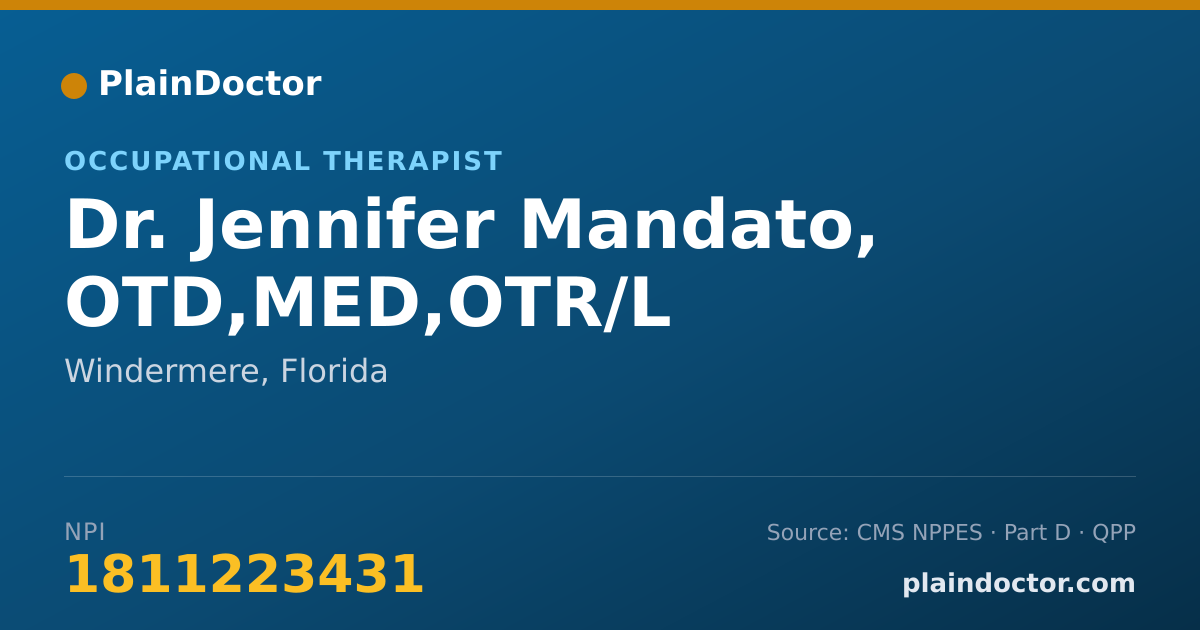 Shareable card for Jennifer Mandato, OTD,MED,OTR/L - Occupational Therapist, Windermere, FL