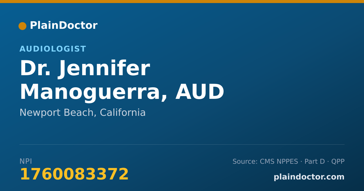 Shareable card for Jennifer Manoguerra, AUD - Audiologist, Newport Beach, CA