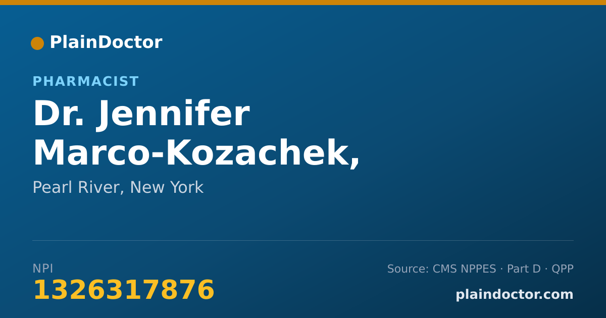 Shareable card for Jennifer Marco-Kozachek, PHARM.D. - Pharmacist, Pearl River, NY