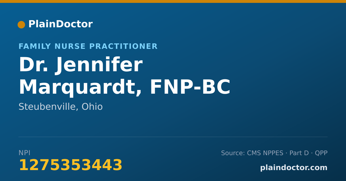 Shareable card for Jennifer Marquardt, FNP-BC - Family Nurse Practitioner, Steubenville, OH