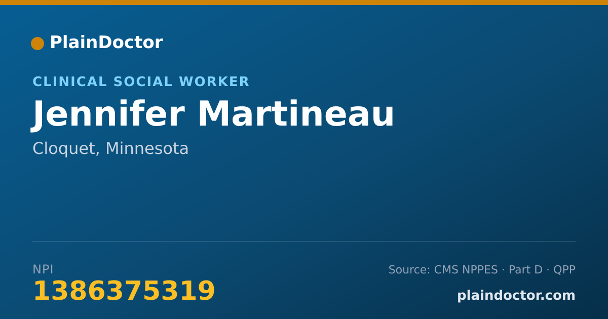 Shareable card for Jennifer Martineau - Clinical Social Worker, Cloquet, MN