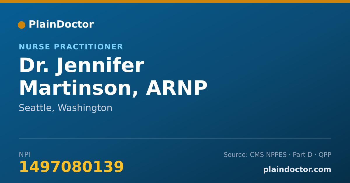 Shareable card for Jennifer Martinson, ARNP - Nurse Practitioner, Seattle, WA