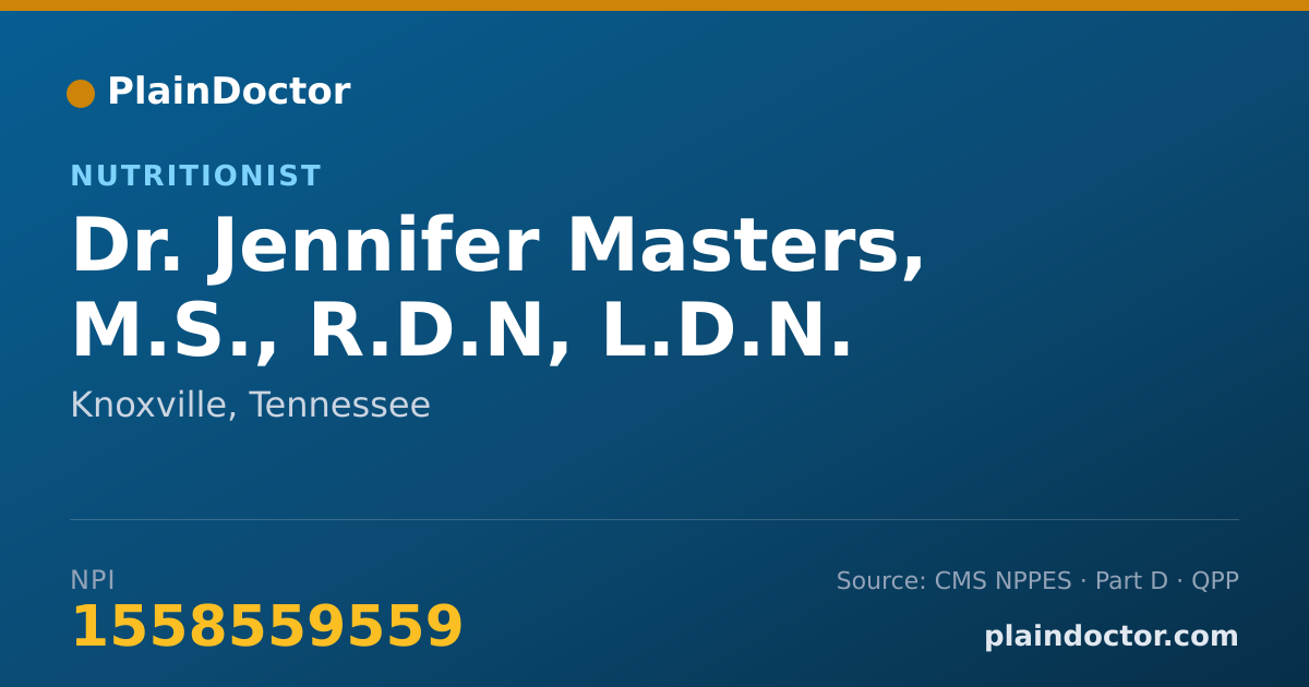 Shareable card for Jennifer Masters, M.S., R.D.N, L.D.N. - Nutritionist, Knoxville, TN