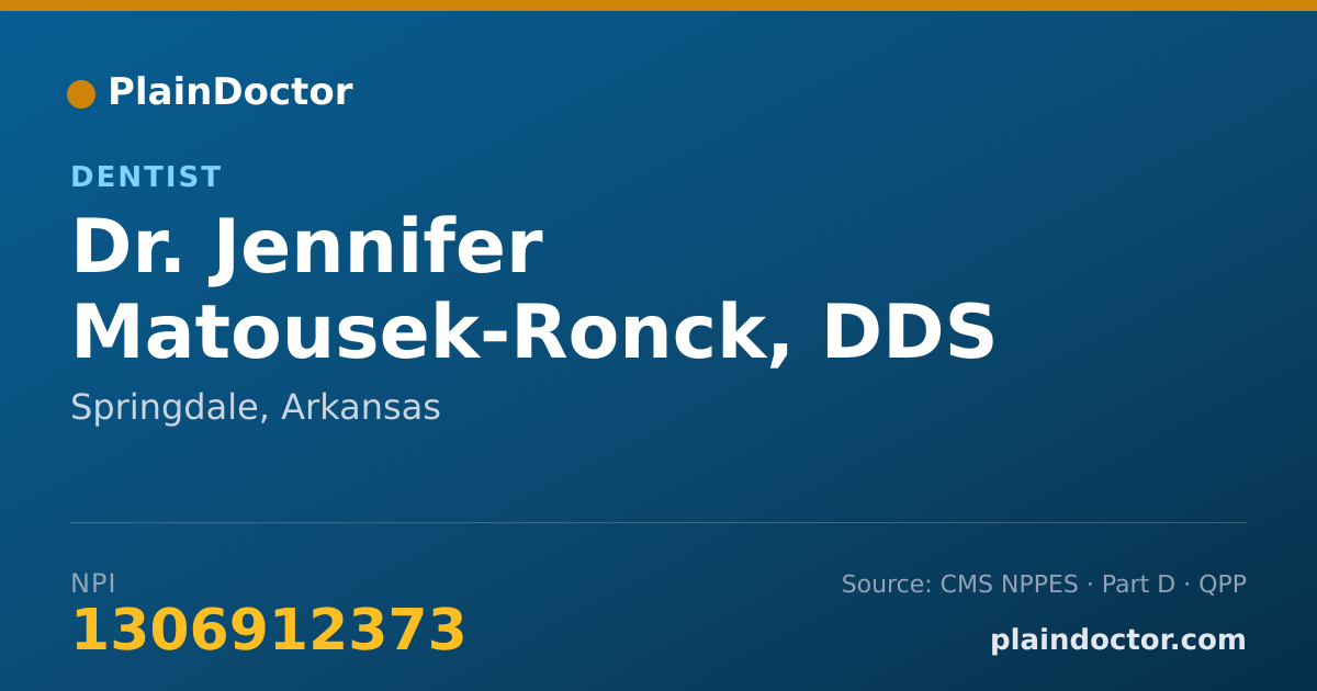 Shareable card for Jennifer Matousek-Ronck, DDS - Dentist, Springdale, AR