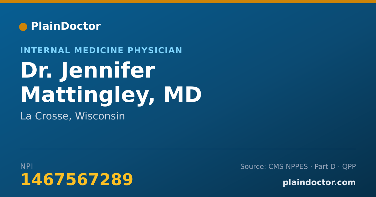 Shareable card for Jennifer Mattingley, MD - Internal Medicine Physician, La Crosse, WI