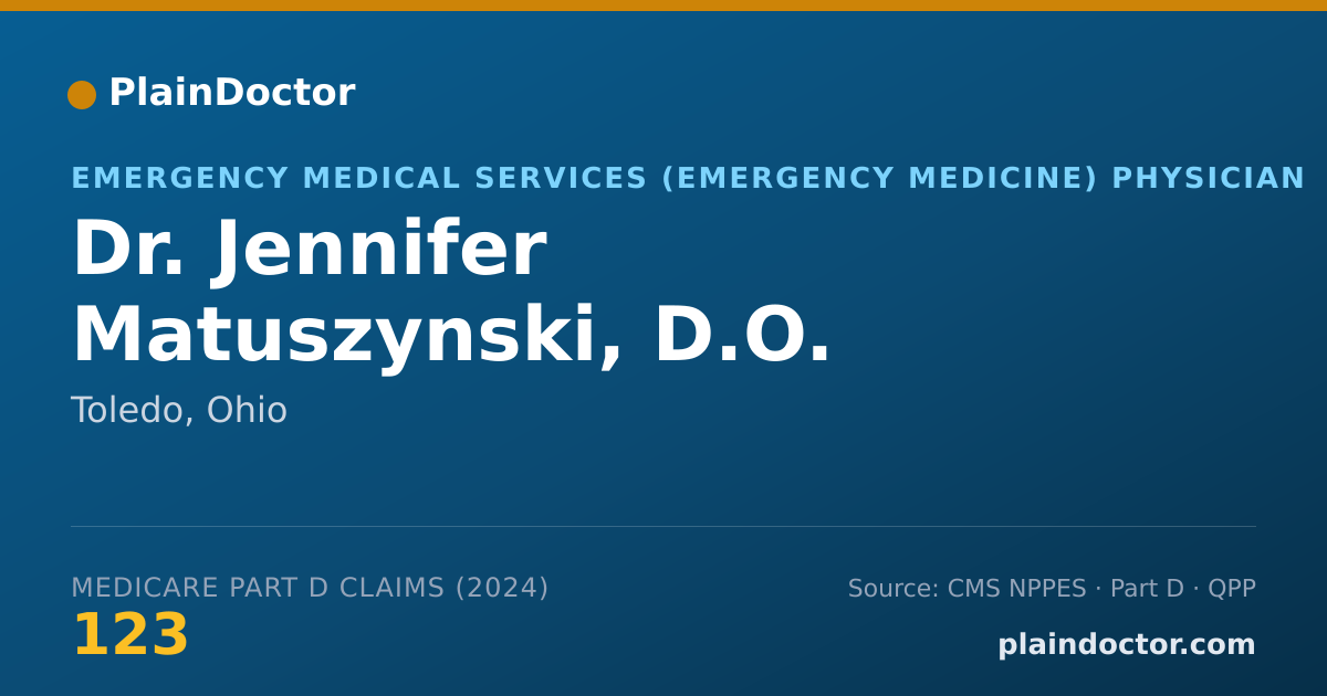 Shareable card for Jennifer Matuszynski, D.O. - Emergency Medical Services (Emergency Medicine) Physician, Toledo, OH