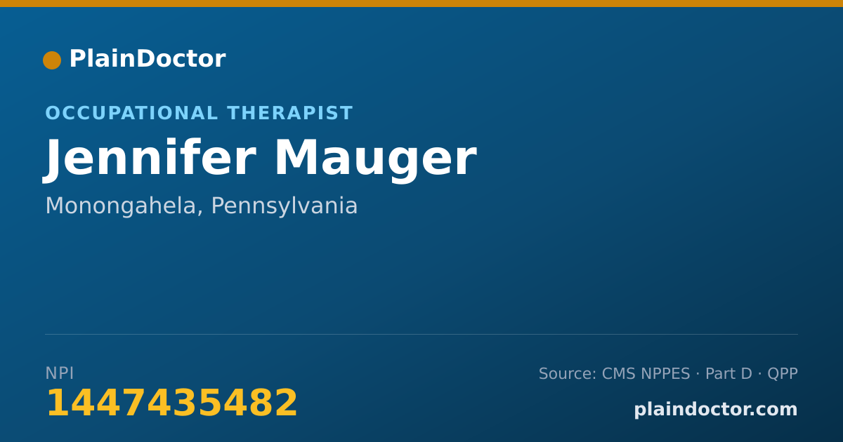 Shareable card for Jennifer Mauger - Occupational Therapist, Monongahela, PA