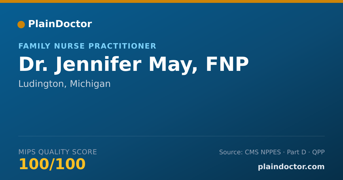 Shareable card for Jennifer May, FNP - Family Nurse Practitioner, Ludington, MI