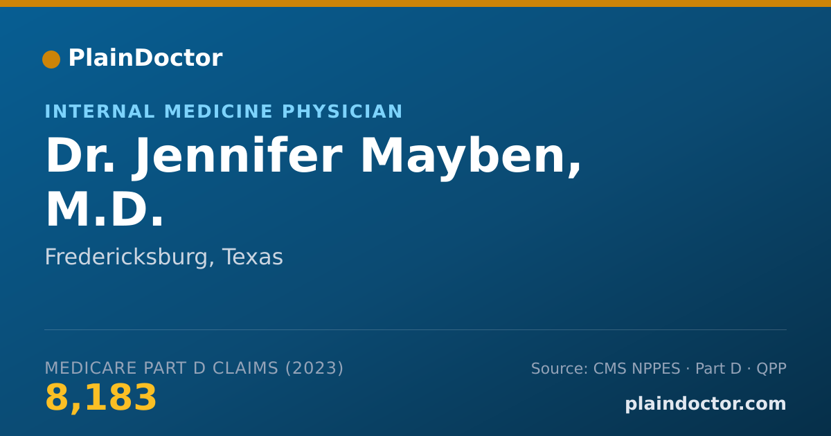 Shareable card for Jennifer Mayben, M.D. - Internal Medicine Physician, Fredericksburg, TX