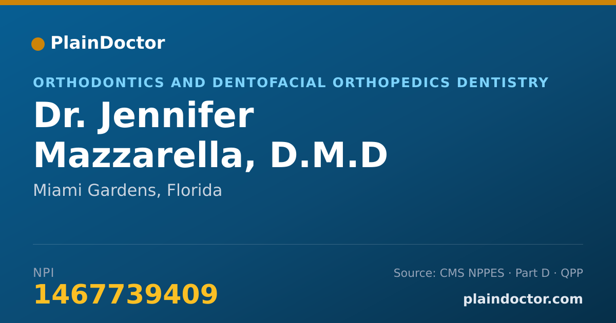 Shareable card for Jennifer Mazzarella, D.M.D - Orthodontics and Dentofacial Orthopedics Dentistry, Miami Gardens, FL
