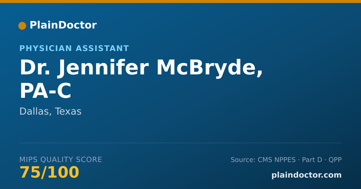 Shareable card for Jennifer McBryde, PA-C - Physician Assistant, Dallas, TX