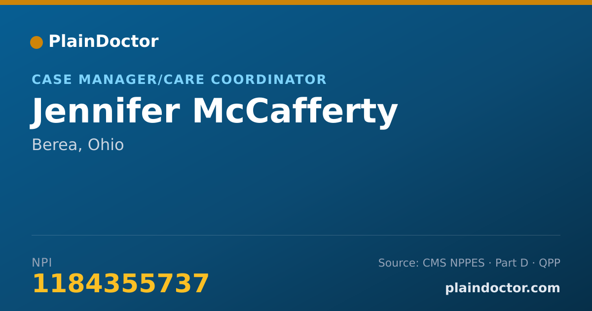 Shareable card for Jennifer McCafferty - Case Manager/Care Coordinator, Berea, OH