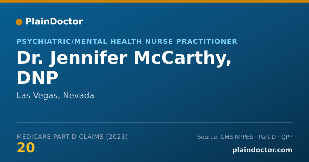 Shareable card for Jennifer McCarthy, DNP - Psychiatric/Mental Health Nurse Practitioner, Las Vegas, NV
