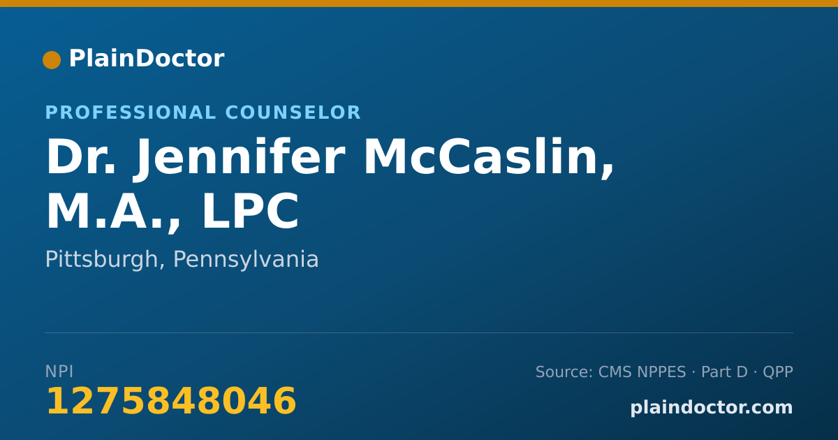 Shareable card for Jennifer McCaslin, M.A., LPC - Professional Counselor, Pittsburgh, PA