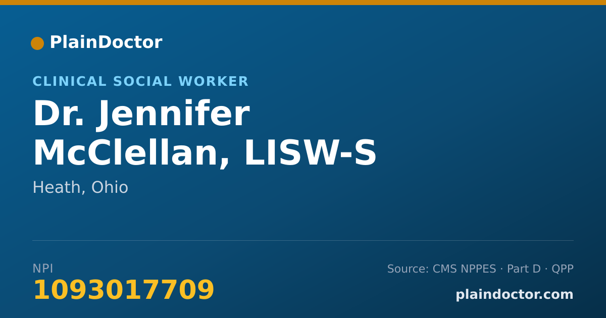 Shareable card for Jennifer McClellan, LISW-S - Clinical Social Worker, Heath, OH